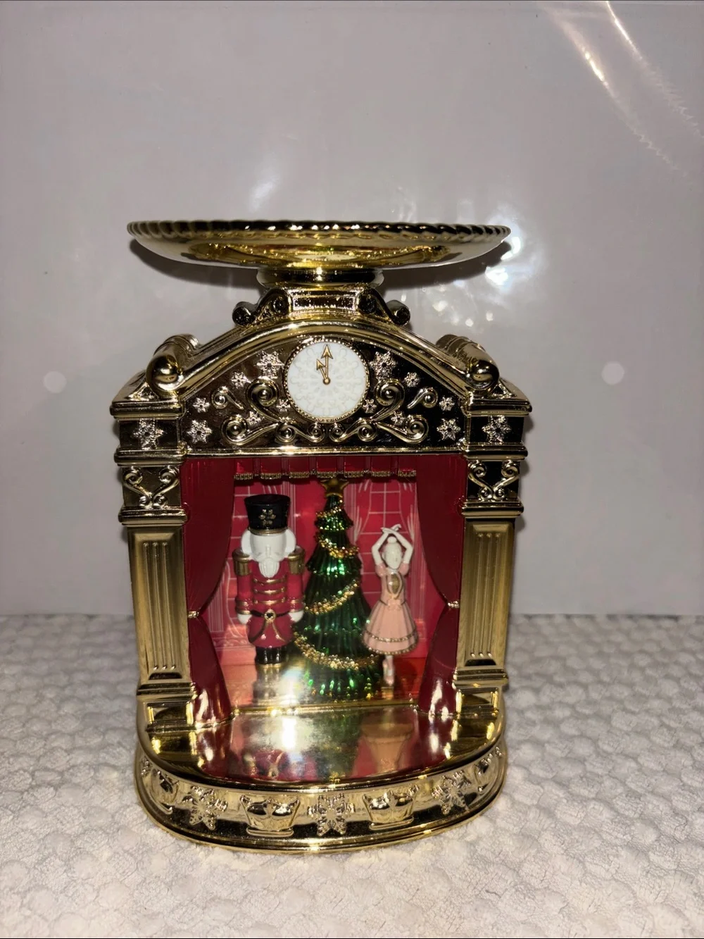Bath & Body Gold tone Nutcracker lightbox candle holder NWT